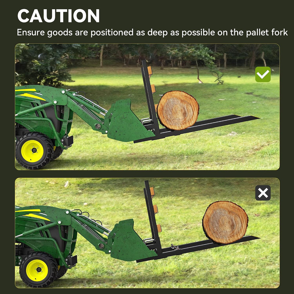 AUTOSAVER88 60' Clamp On Pallet Forks for Tractor Bucket, 4000lbs Pallet Fork with Adjustable Stabilizer Bar & Anti-roll Bar, Heavy Duty Quick Attach Skid Steer Loader Pallet Forks