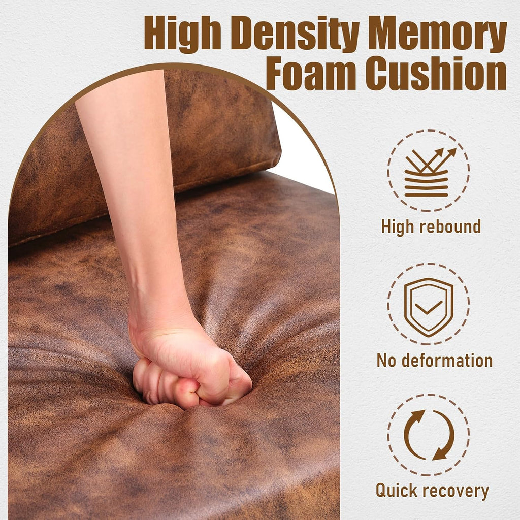 PrimeZone Mid-Century Modern Accent Chair - Comfy Faux Leather Living Room Chair, Lounge Armchair with Extra Soft Padded & Cushion, Ergonomic Accent Chair for Bedroom Office Waiting Room, Brown