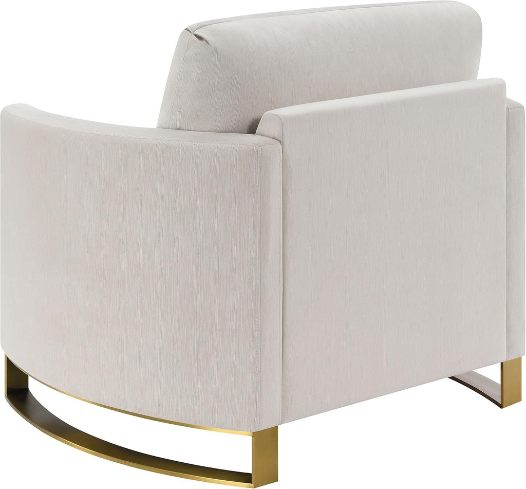 Coaster Home Furnishings - Corliss - Fabric Upholstered Curved Track Arm Accent Chair with Stainless Steel Legs, Gold Accents and Reversible Cushion - Living Room - Beige - 508823