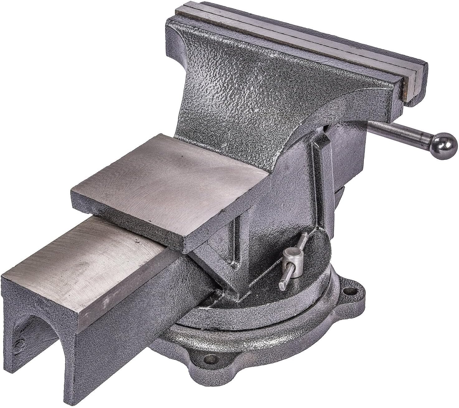 JEGS Bench Vise | 8 Inch Replaceable Jaws | Gray Iron Body With Chrome Handles | 360 Degree Lockable Swivel Base | Anvil Body | Built-In Pipe Jaws