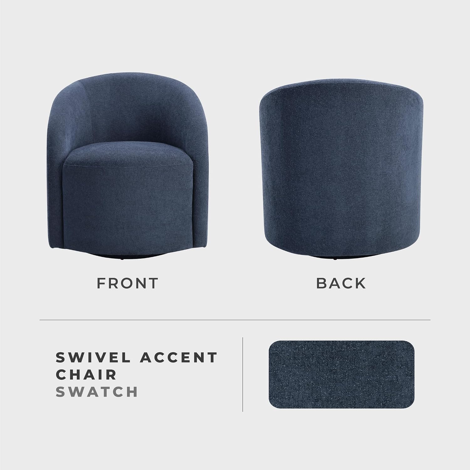 Lexicon 360 Degree Swivel Accent Chair, Boucle Fabric Arm Chair with Metal Swivel Base and Sloped Arms for Living Room/Bedroom/Office, Blue