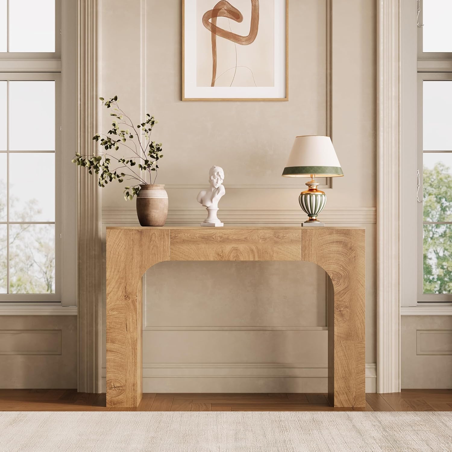 GarveeHome 47 in Farmhouse Console Table, Narrow Wood Entryway Table Behind Couch, Slim Rustic Hallway Furniture for Living Rooms, Foyers & Apartments, Deep Oak