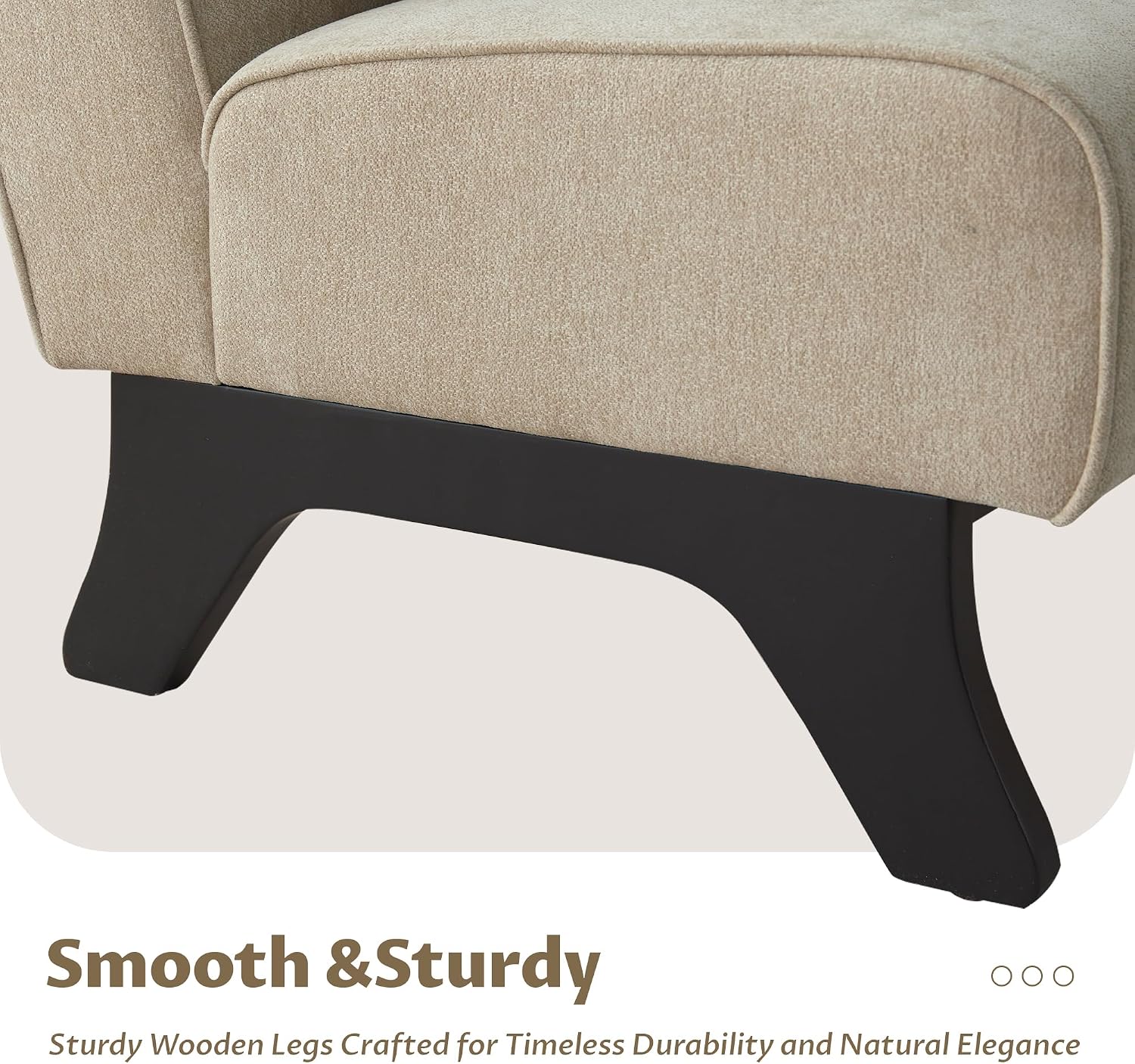 Upholstered Armless Accent Chair,Modern Comfy Living Room Chairs with Wooden Legs& Pillows,Lounge Sofa Side Chair for Bedroom Farmhouse Reading Brown
