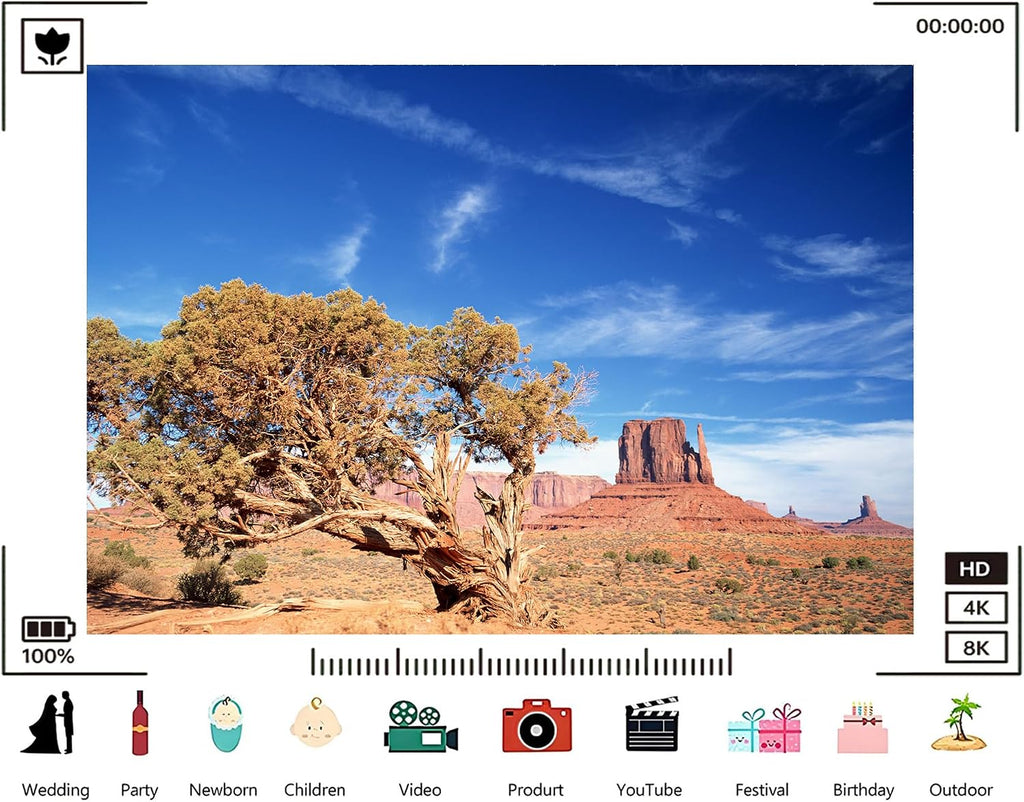 Trykid 20x10ft Monument Valley Desert Landscape Backdrop Wild West Blue Sky Red Rock Formation Tree Photography Background for Hiking Camping Birthday Party Decoration Tapestry Prop Fabric