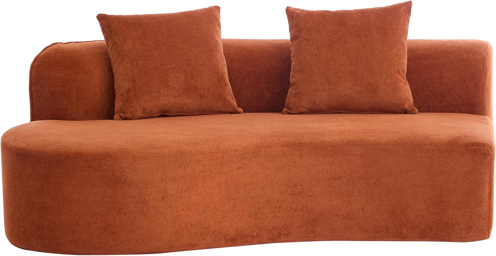 Christopher Knight Home Braebt 126' Modular Sofa with 4 Throw Pillows, Curved 5-Seater Large Sofa Couches, Comfy Upholstered Sectional Cloud Couch for Living Room, No Assembly Required, Dark Orange