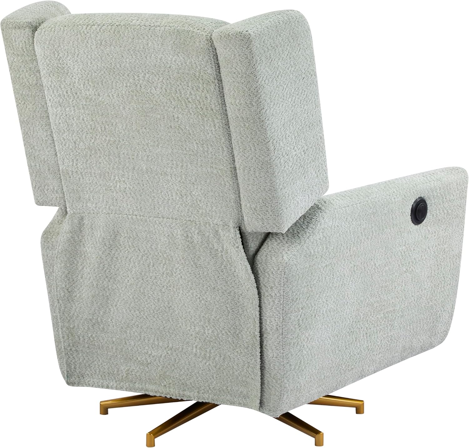 Christopher Knight Home Dolia Boucle Upholstered 360° Swivel Chair, Push-Back Power Recliner Chair, Iron Recliner Sofa with Rotation, Living Room Lounge Sofa, Adjustable Backrest, Gold+Light Green