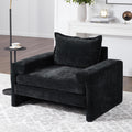 Christopher Knight Home Aylen Modern Chenille Upholstered Accent Chair with Wide Armrests, Wooden Living Room Club Chair, Bedroom Comfy Reading Chair with Back Pillow, Black