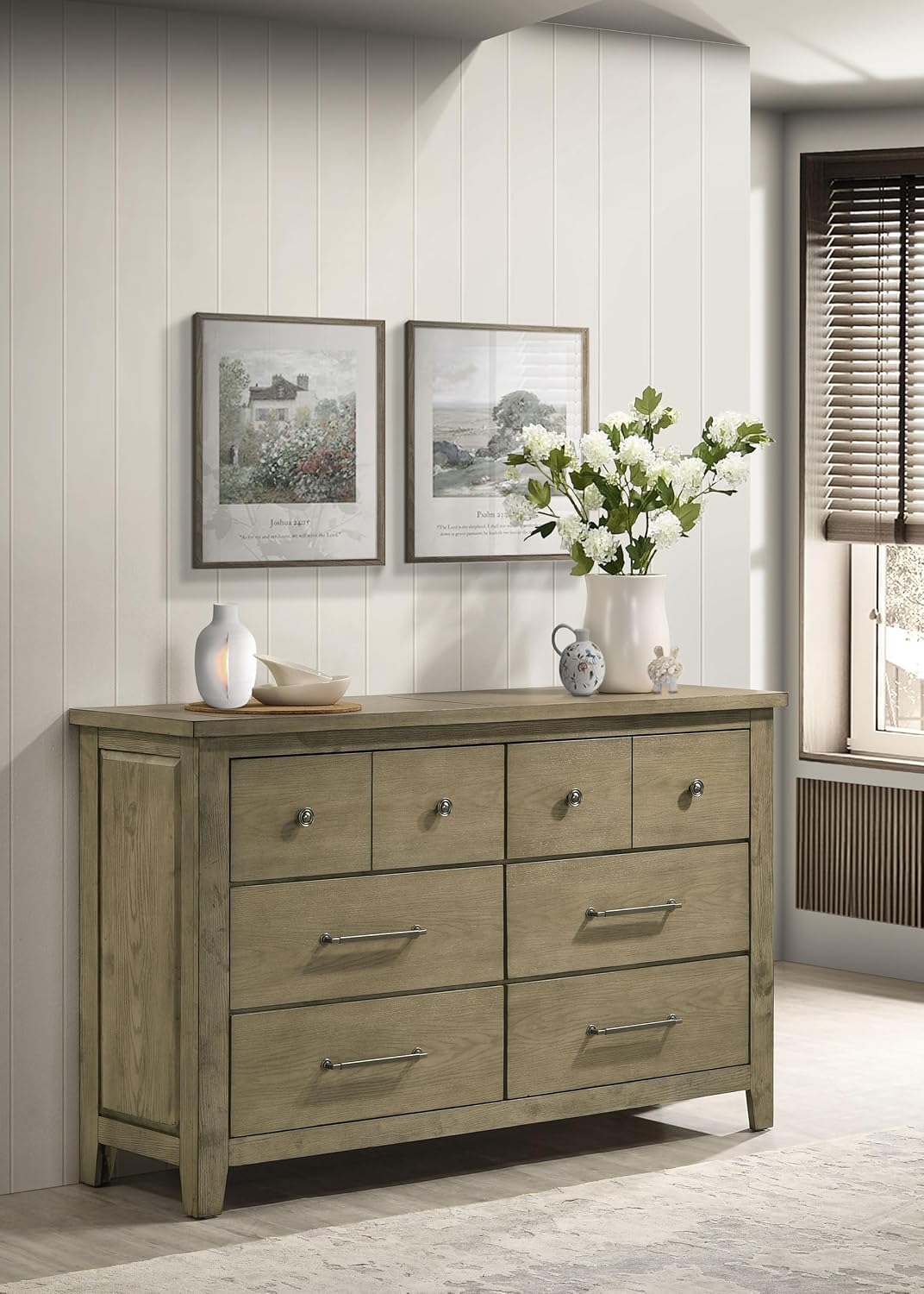 Coaster Home Furnishings - Hazlewood - Wood - 6-Drawer Dresser with Rustic Style, Antique Nickel Pulls and Oak Grain Texture - Bedroom - Vineyard Oak - 207533