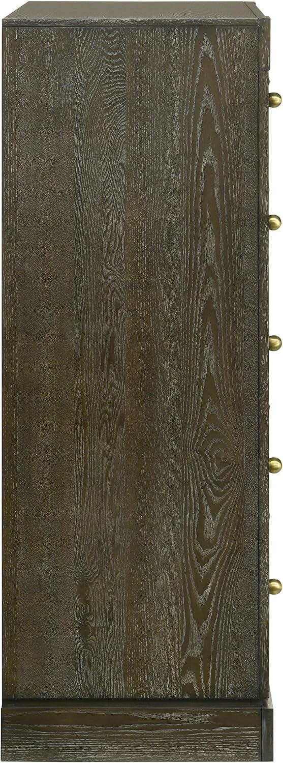 Coaster Home Furnishings - Gran Park - Wood - 5-Drawer Chest with Brass Knobs, Felt-Lined Top and Metal Ball-Bearing Glides - Modern Classic - Bedroom - Dark Cocoa - 224935