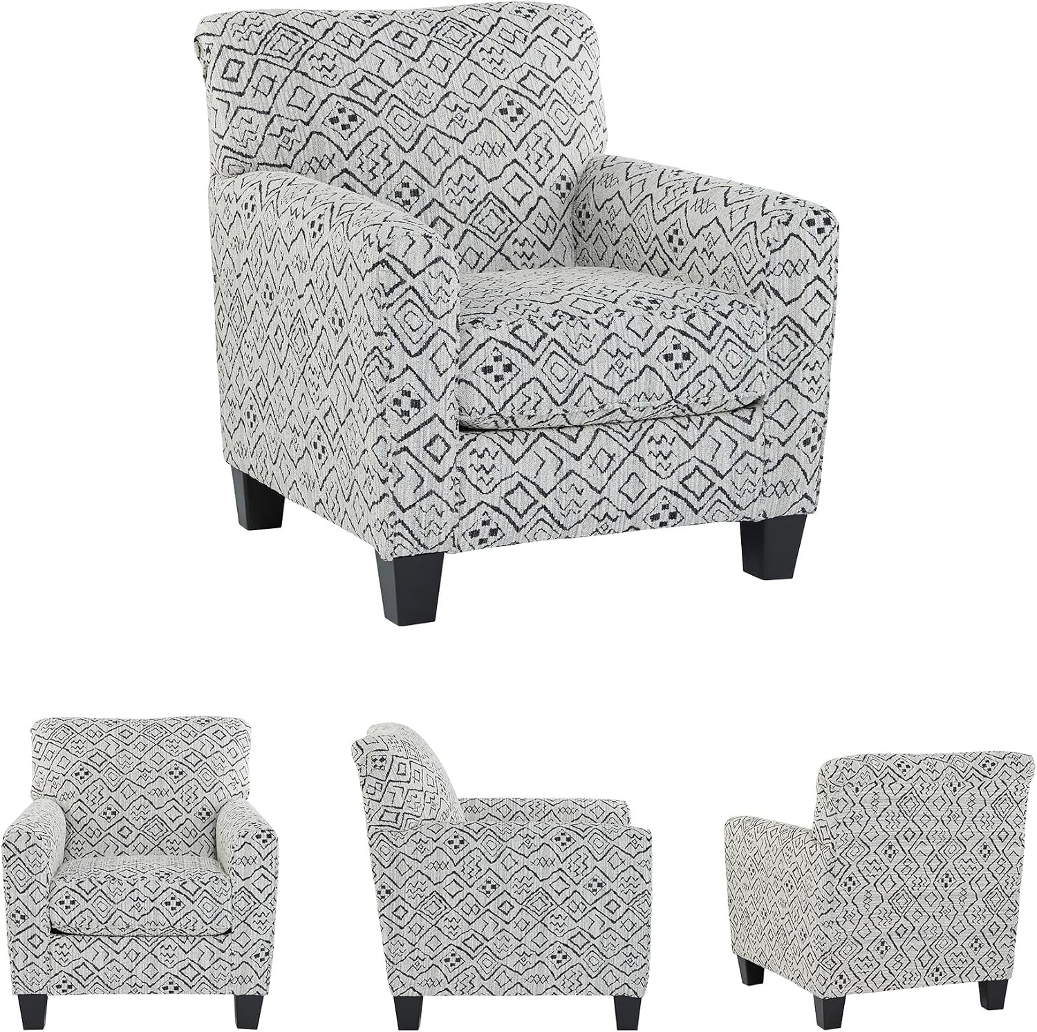 Signature Design By Ashley Hayesdale Modern Accent Chair with Removable Cushions and Tapered Legs, Black & Gray