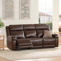 Watson & Whitely Genuine Leather Power Recliner Sofa, 3 Seater Wall Hugger Reclining Sofas with Power Headrest, USB & TypeC Ports, Electric Recliner Couch Set for Living Room, Dark Brown