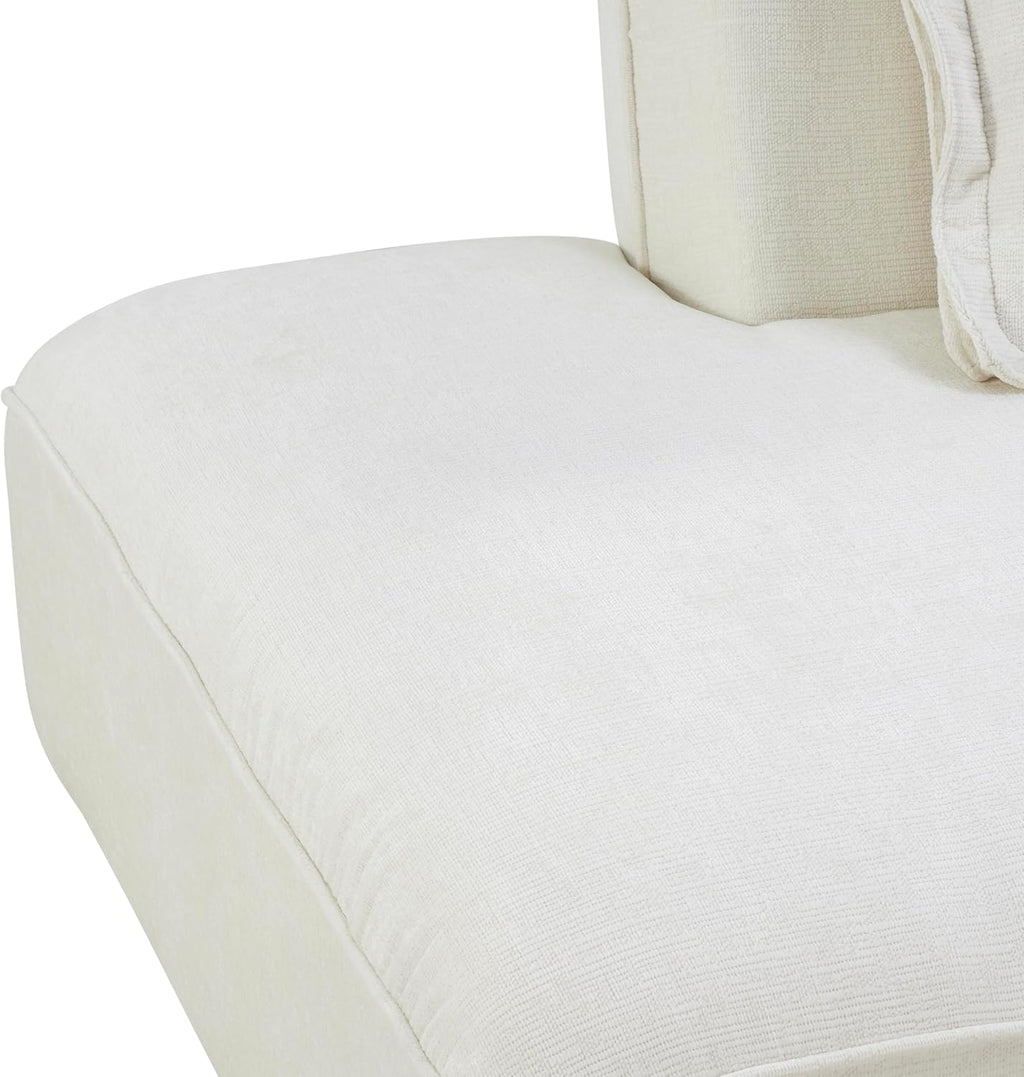 Christopher Knight Home Zacha 121' Modular L-Shape Sofa Couch with Chaise Lounge, Modern Boneless Sofa for Living Room, Fabric Upholstered Cloud Couch with Deep Seat, Milky White