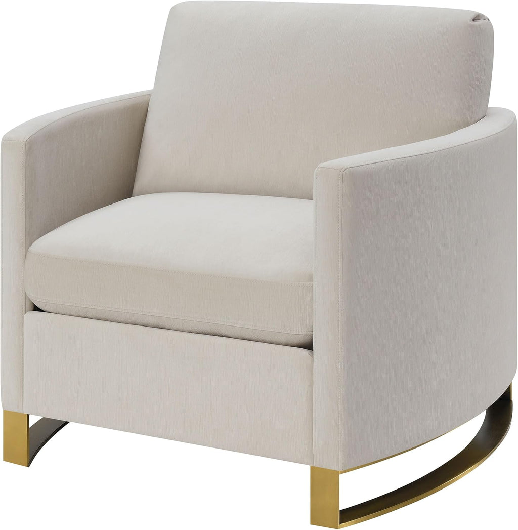 Coaster Home Furnishings - Corliss - Fabric Upholstered Curved Track Arm Accent Chair with Stainless Steel Legs, Gold Accents and Reversible Cushion - Living Room - Beige - 508823