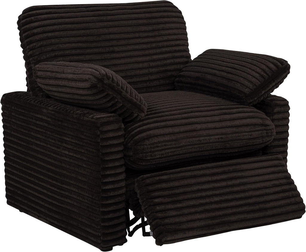 Coaster Home Furnishings - Collins - Wood and Fabric - Power Recliner with Horizontal Tufted Detail, Padded Arms, and Reversible Cushions - Living Room - Chocolate Brown - 610353P