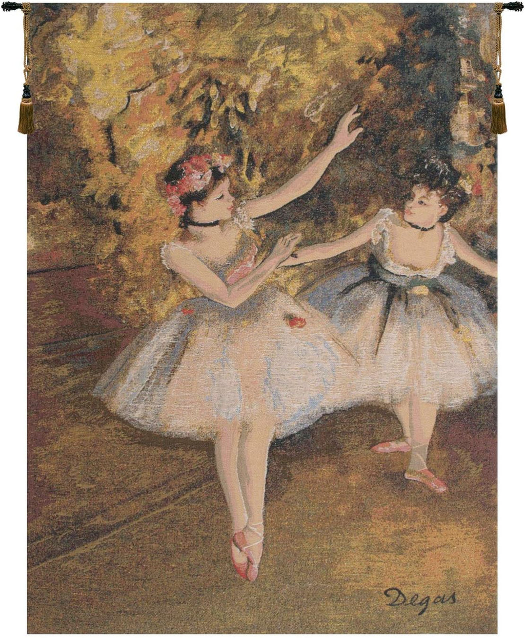 C Charlotte Home Furnishings Inc Two Dancers On Stage European Tapestry Wall Hanging | Viscose Cotton and Polyester Blend Wall Art | 26 in. x 17 in | Home Decor Accents | Inspired by Famous