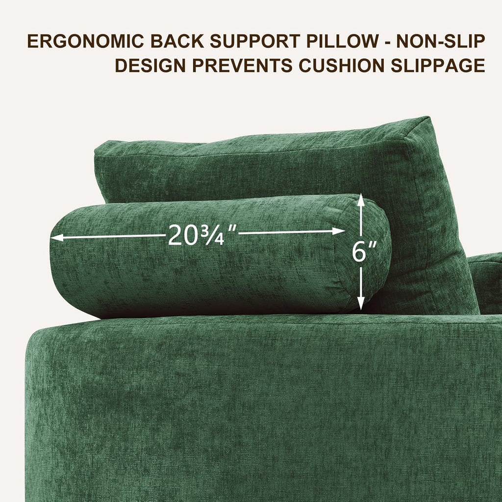 Furnimart Oversized Barrel Accent Chair, 360° Swivel Round Upholstered Sofa, Chenille High-Resilience Sponge, No Assembly Wide Seat for Living Room, Bedroom, Apartment (Green)