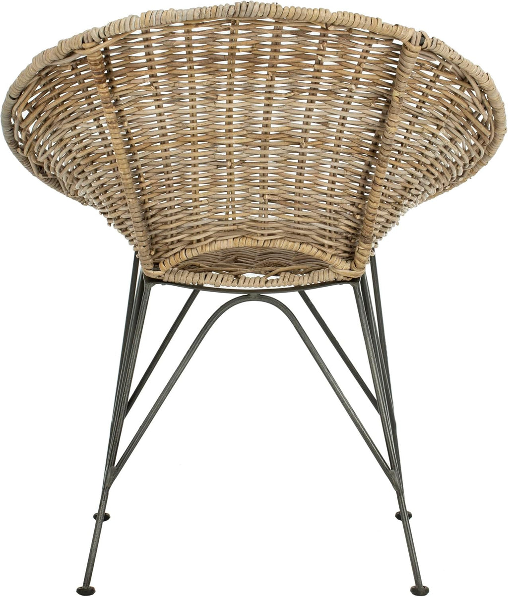 Safavieh Home Sierra Coastal Grey Wash Rattan and Dark Steel Round Accent Chair