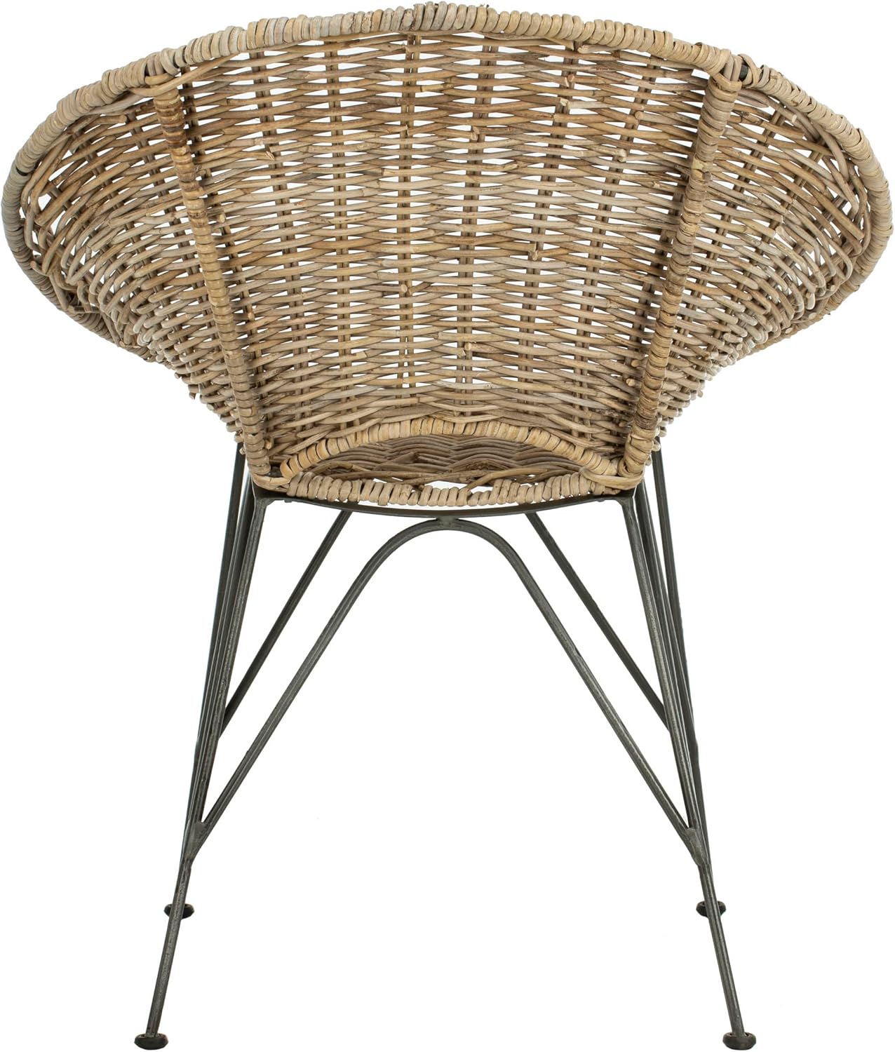 Safavieh Home Sierra Coastal Grey Wash Rattan and Dark Steel Round Accent Chair