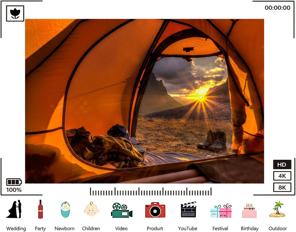 Trykid 20x10ft Orange Tent Mountain Sunrise Backdrop Cozy Camping Adventure Scene Photography Background Outdoor Travel Shoot Tapestry Party Decoration Photo Studio Prop Fabric