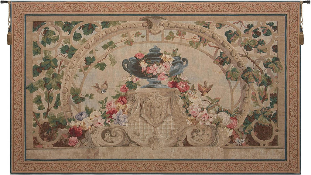 C Charlotte Home Furnishings Inc Beauvais Green Leaves French Tapestry Wall Hanging | Viscose Cotton and Polyester Blend Wall Art | 33 in. x 54 in | Home Decor Accents
