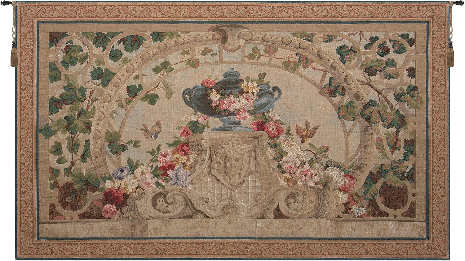 C Charlotte Home Furnishings Inc Beauvais Green Leaves French Tapestry Wall Hanging | Viscose Cotton and Polyester Blend Wall Art | 33 in. x 54 in | Home Decor Accents