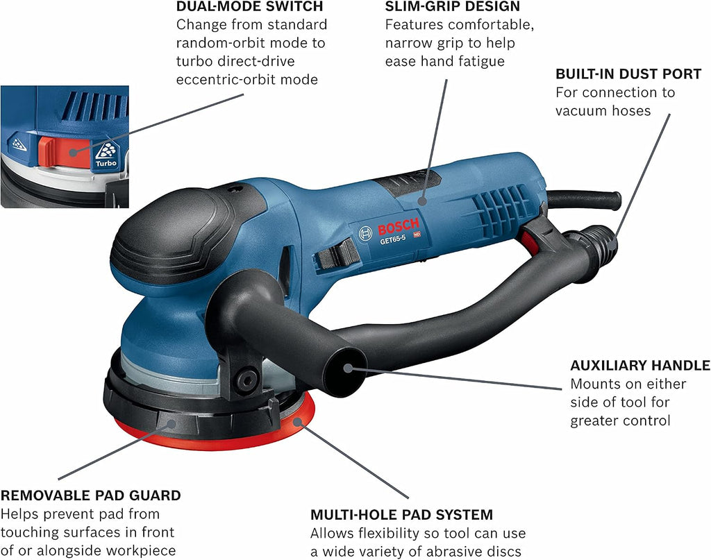 Bosch GET65-5N 5 In. Dual-Mode Random Orbit Sander