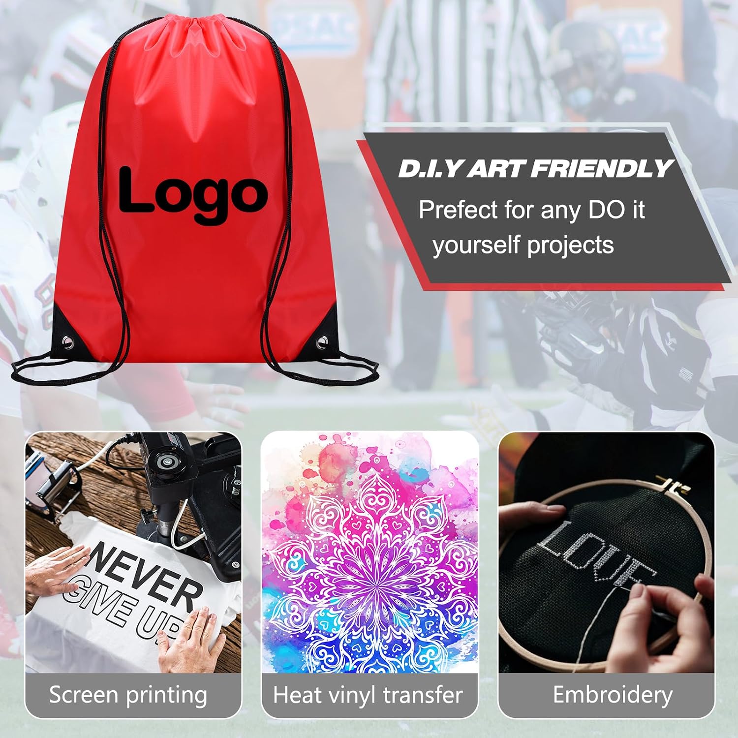 Shappy Drawstring Backpack Bulk Sports Gym Cinch Bag Polyester String Bag for Men Women(20 Colors,400 Pcs)