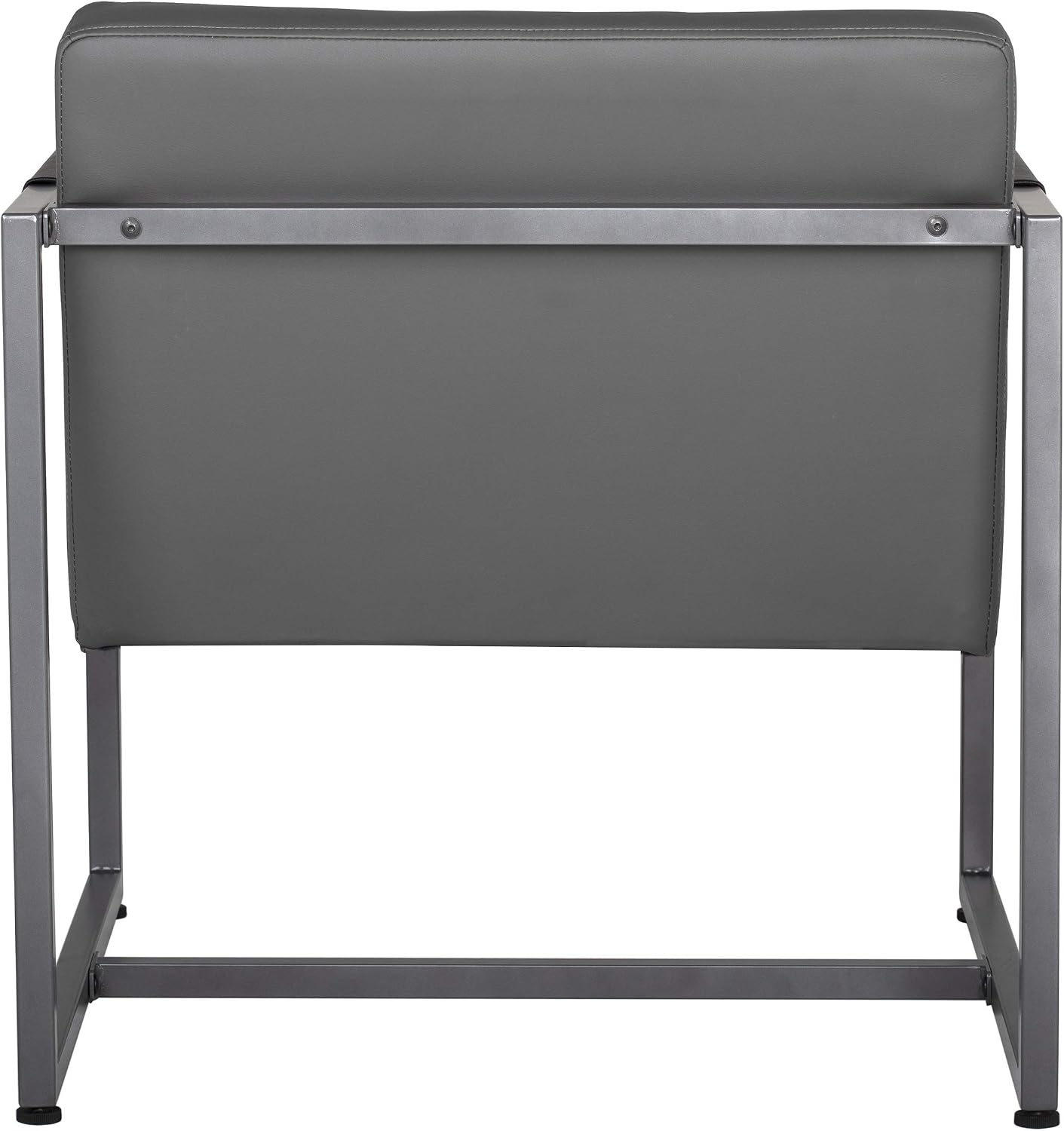 Studio Designs Home Modern Accent Chair Camber Mid-Century, Pewter Grey Metal Frame & Smoke Bonded Leather