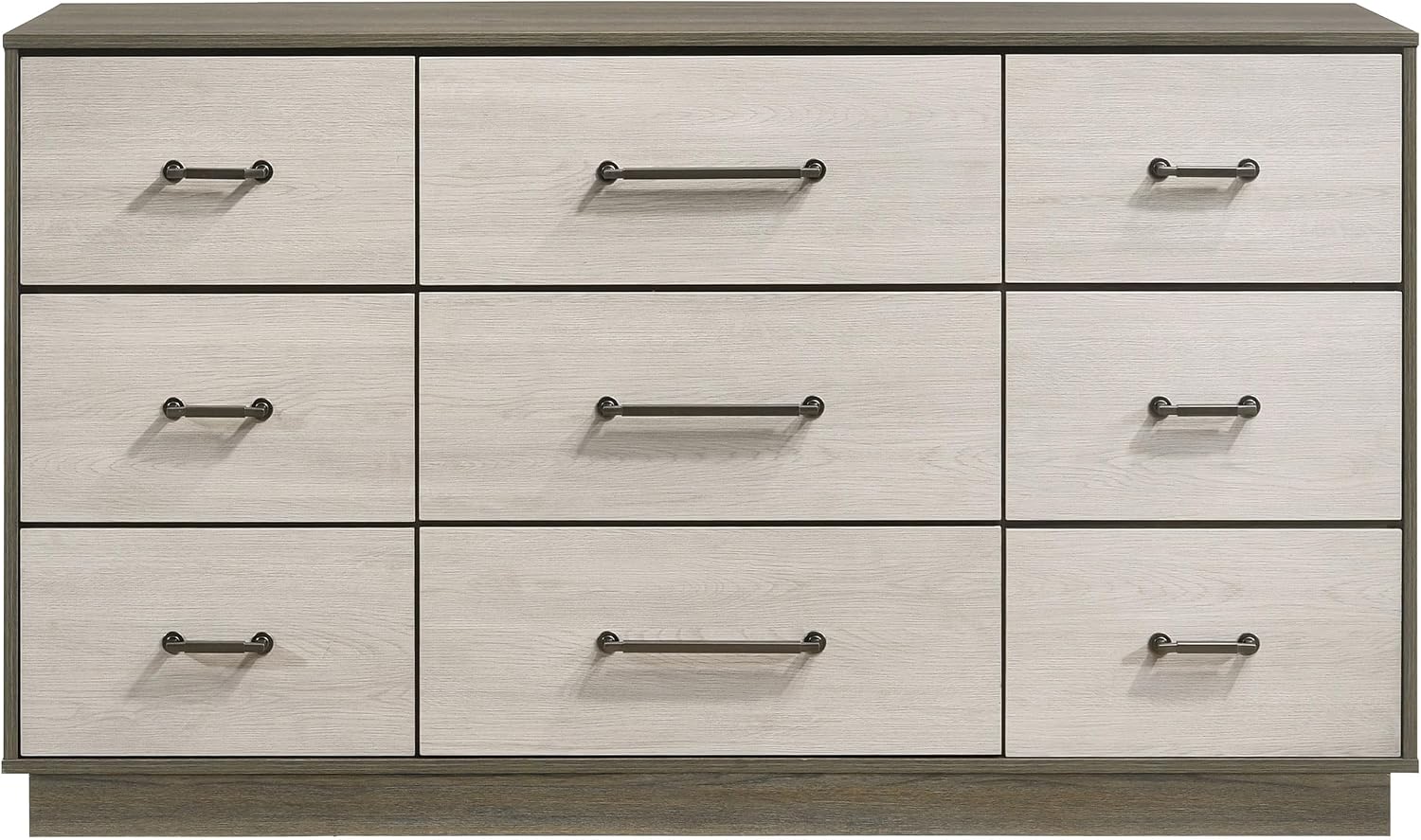 Coaster Home Furnishings - Fenwick - Engineered Wood - 9-Drawer Dresser with Contemporary Style, Two-Tone Design, Hidden Jewelry Drawer, Antique Nickel Handles - Bedroom - Grey Oak - 224983