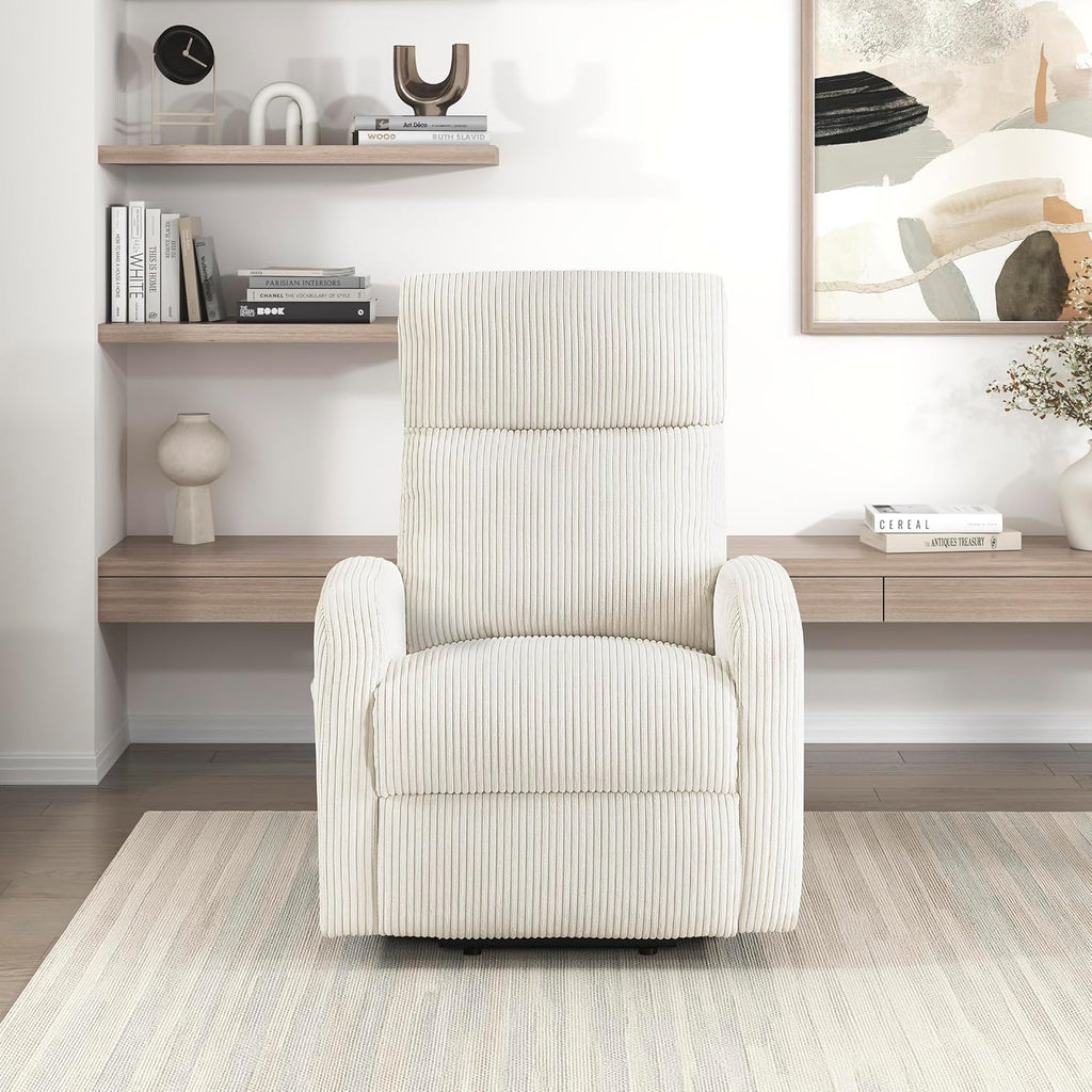 Lexicon Power Lift Recliner Chair for Elderly with Remote Control, Gentle Lift Motion, Side Pocket Armrest, Corduroy Upholstered Electric Recliner for Living Room/Bedroom, Easy Assembly, Beige