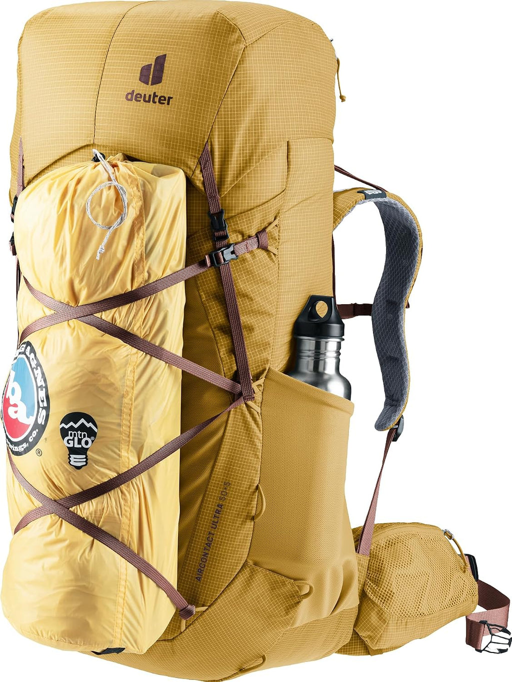 Deuter Aircontact Ultra 50 + 5L Lightweight Thru-Hiker Backpack for Backpacking & Long-Distance Hiking & Travel - Savanna-Raisin
