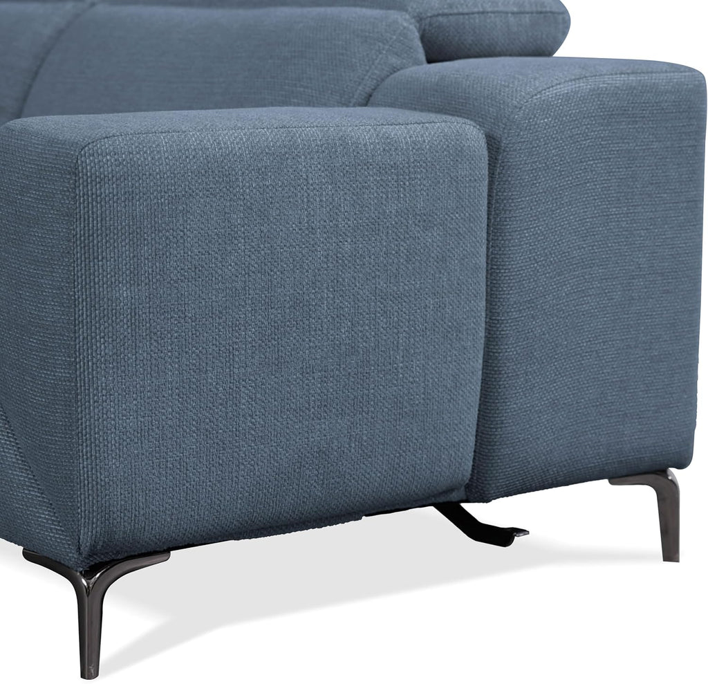Furniture of America Kirel Modern Sectional Recliner with USB Ports, Adjustable Headrests and Swivel Armrest, Reclining Sofa, L Shape Couch for Living Room, Office, Home Theater, Playroom, Blue