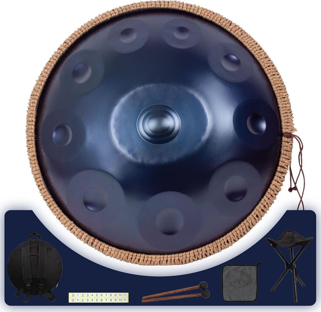 Handpan 19 inch D Minor Kurd Handpan 10 Notes Handpan Drum Instrument for Professional Performance, 432HZ Sound Handpan Drums for Adults