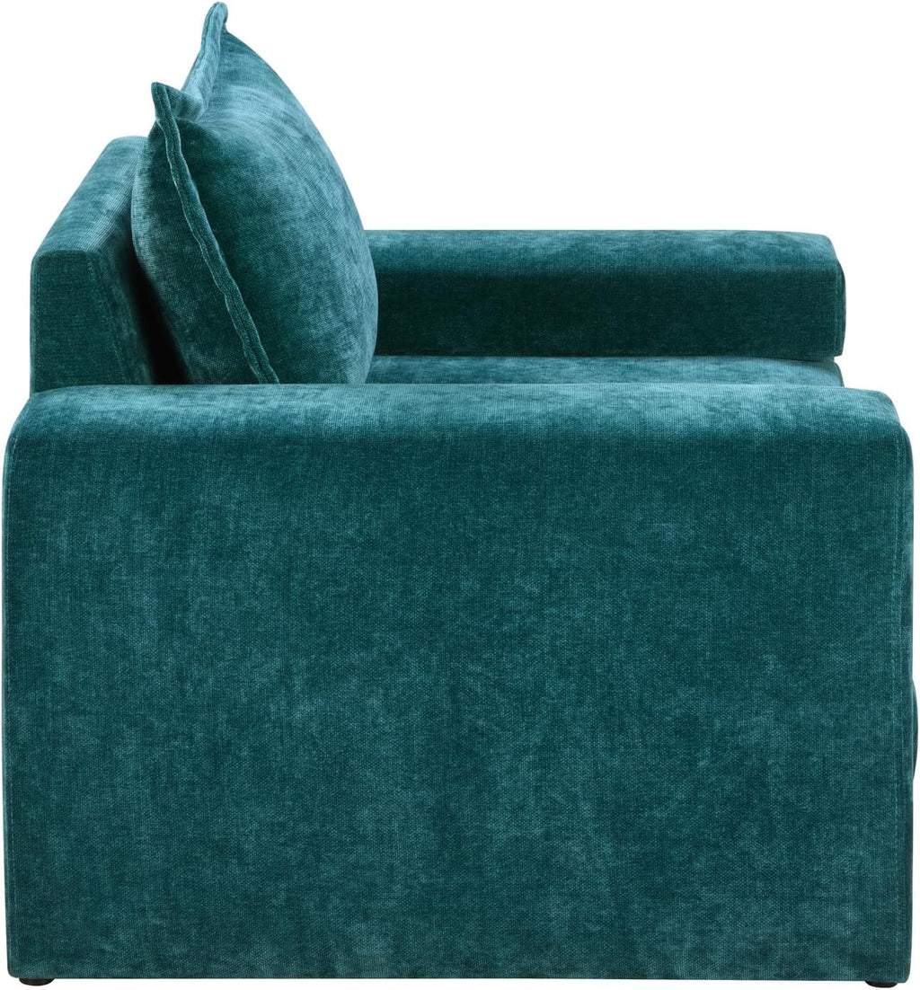 Christopher Knight Home Aylen Modern Chenille Upholstered Accent Chair with Wide Armrests, Wooden Living Room Club Chair, Bedroom Comfy Reading Chair with Back Pillow, Teal Green