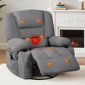 Massage Recliner Chair for Living Room, Chenille Rocker Recliner Chair for Adults with Vibration Massage and Heat, Adjustable Home Theater Seating for Living Room, Bedroom, 360° Swivel, Grey