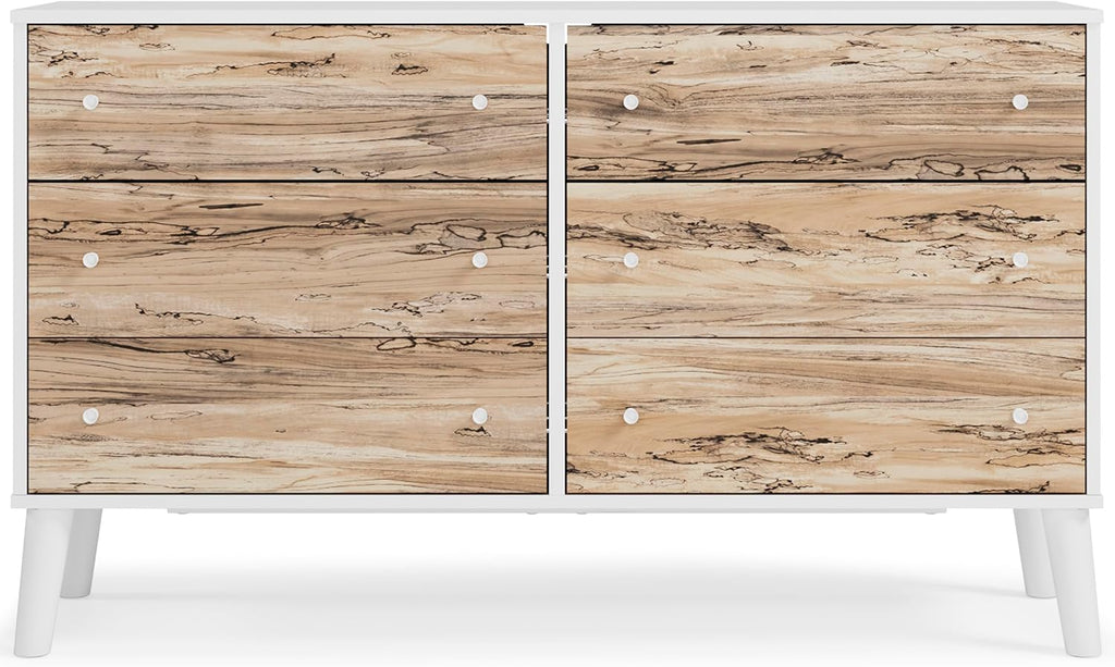 Signature Design by Ashley Piperton 6 Drawer Dresser, White & Light Brown