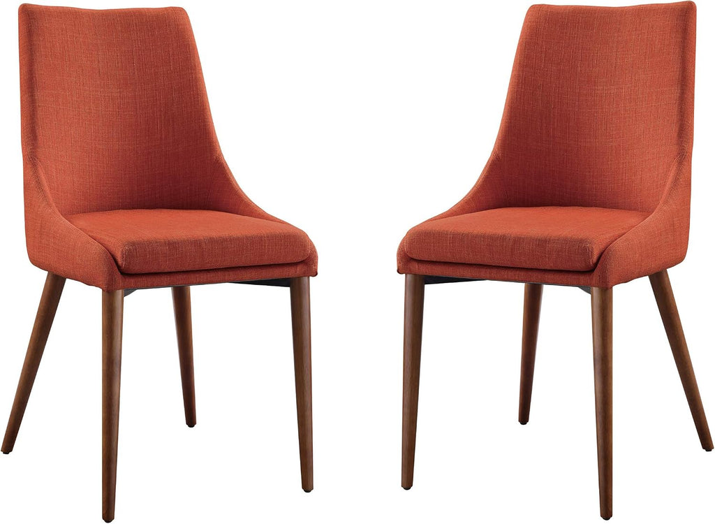 OSP Home Furnishings Palmer Mid-Century Modern Dining Accent Chair 2-Pack, Tangerine