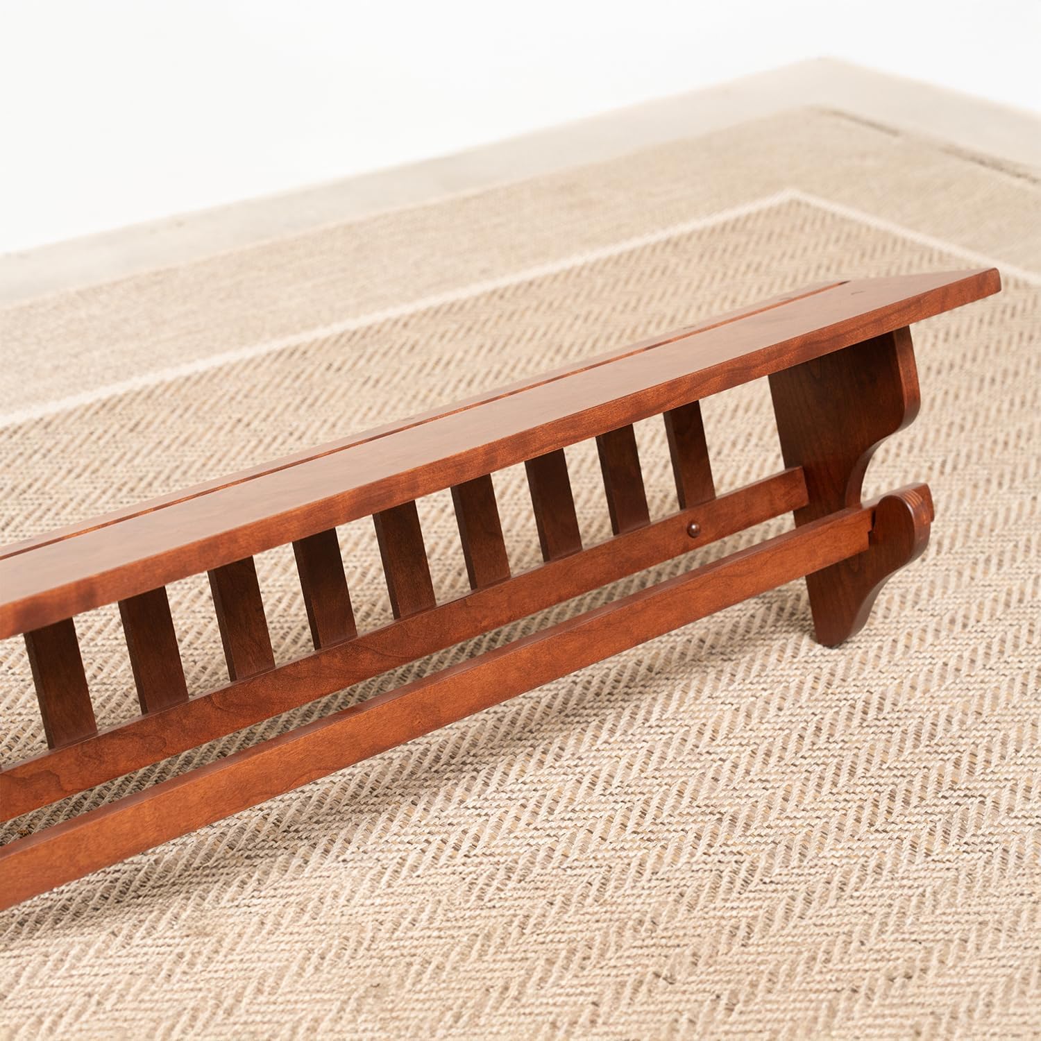 RRD Mounted Mission Style Quilt Rack with Shelf - Amish Made Quilt Hanger for Wall Hangings with Display Shelf - Rustic Quilt Wall Tapestry Rug Hangers Cherry Wood, Washington Cherry Stain 48'