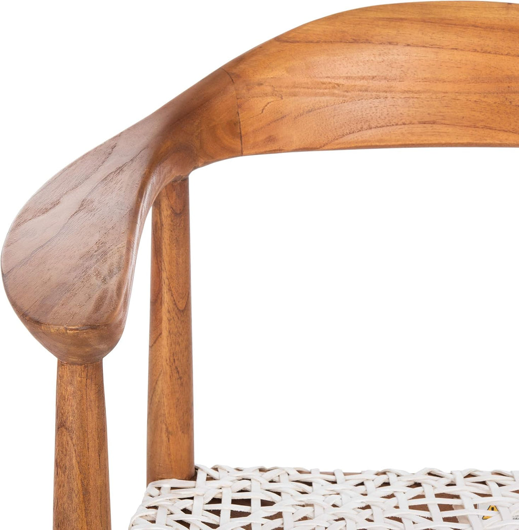 Safavieh Home Collection Juneau Leather Woven Natural and Off-White Accent Chair