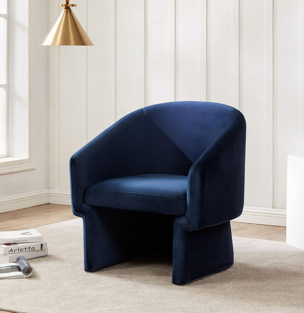 SAFAVIEH Couture Collection Susie Navy Velvet Barrel Back Accent Chair (Fully Assembled)