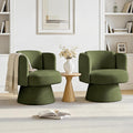 Swivel Barrel Chair Set of 2,360° Accent Chairs with Round Backrest,Upholstered Lounge Chair for Vanity,Living Room,Bedroom,Reading Nook,Green