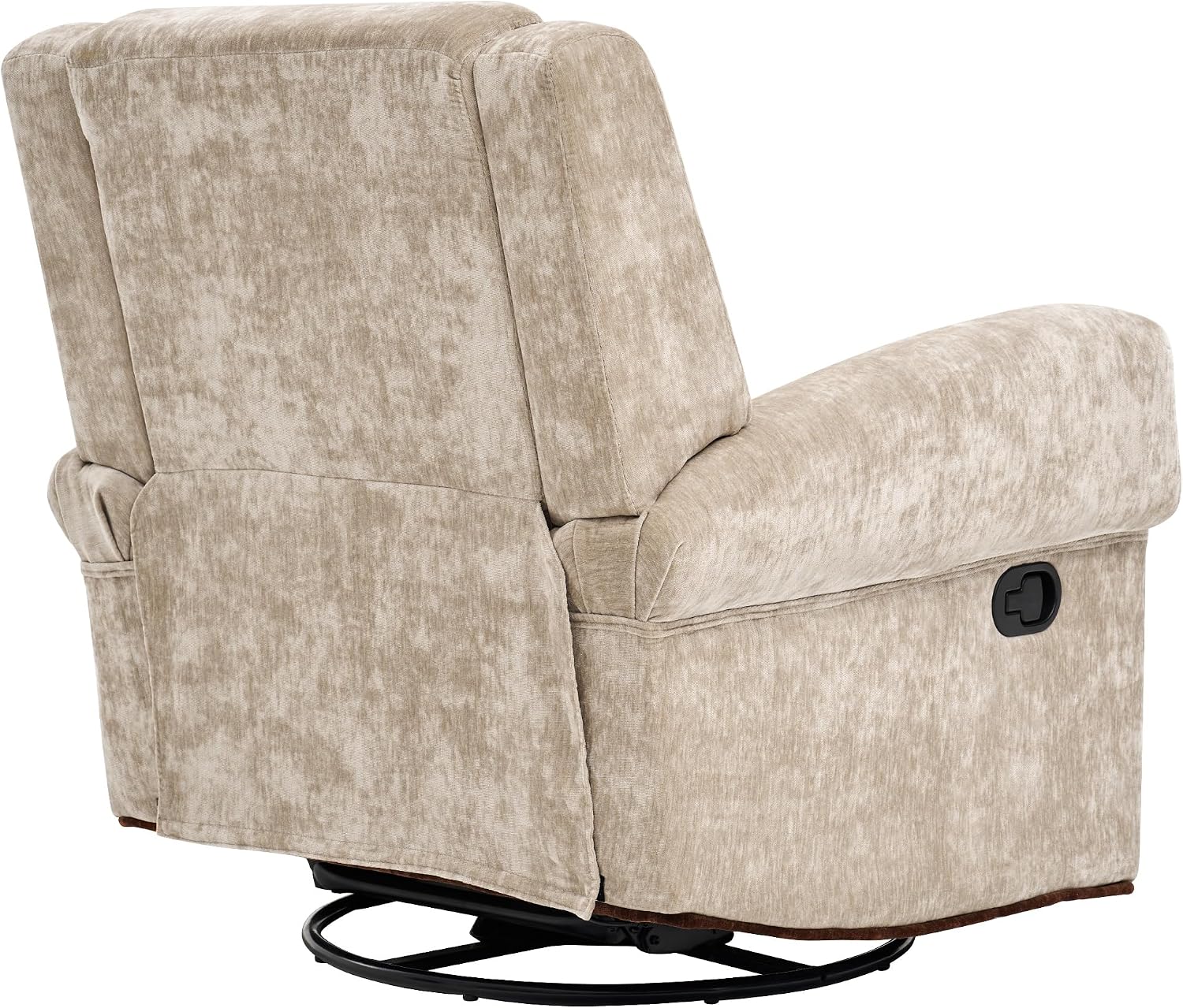 Merax Manual Recliner Chair with Swivel and Rocker, 2-Position Chenille Recliner Sofa with Pull Handle, Compact Recliner for Living Room, Nursery, Home Theater, Brown