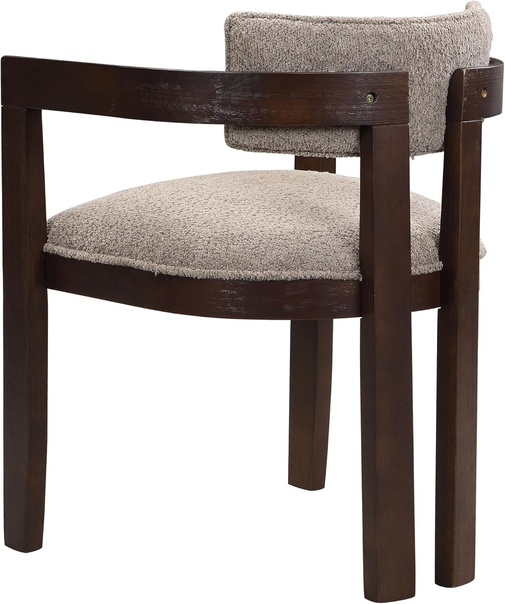 Christopher Knight Home Falcon Boucle Fabric Upholstered Dining Chairs Set of 2, Modern Wooden Dining Armchair, Curved Backrest Kitchen Side Chair,Living Room Accent Chair Extra Seat, Espresso