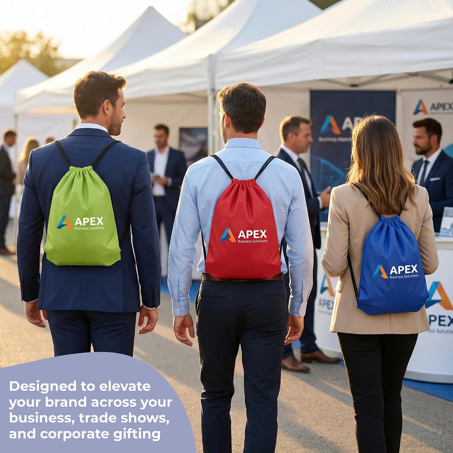 Custom Drawstring Backpacks with Logo or Text, Pack of 50, Lime Green, Water-Resistant, Personalized Promotional Bags for Branded Giveaways, Corporate Events, Trade Shows, Conferences