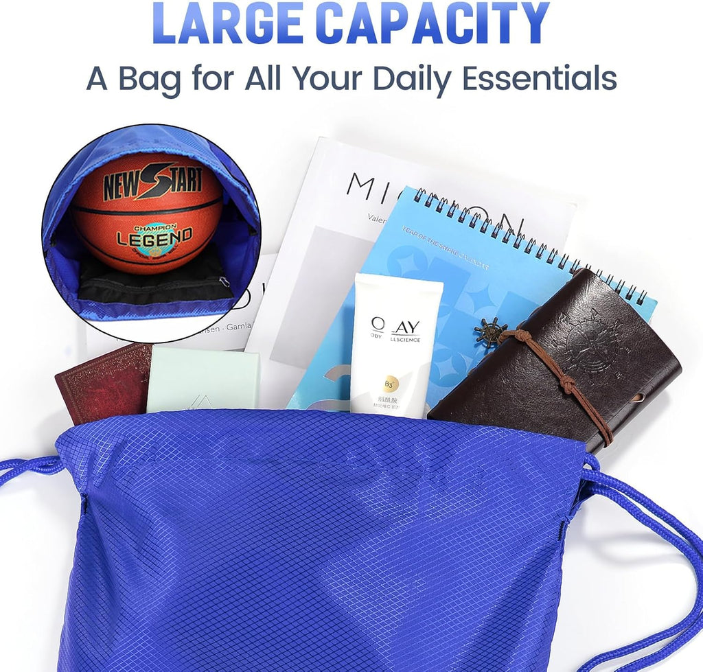 Custom Drawstring Bags Bulk With Logo, 20 Pack Personalized Text String Backpack with Zip Pocket for Gym, Sports, Events, Travel and Daily Use,Black
