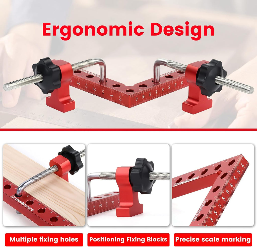 Corner Clamps for Woodworking Drzewkoware 90 Degree Square Clamps 4 Pack 5.5'x 5.5'Aluminum L Type Positioning Clamping Squares Carpenter Tools