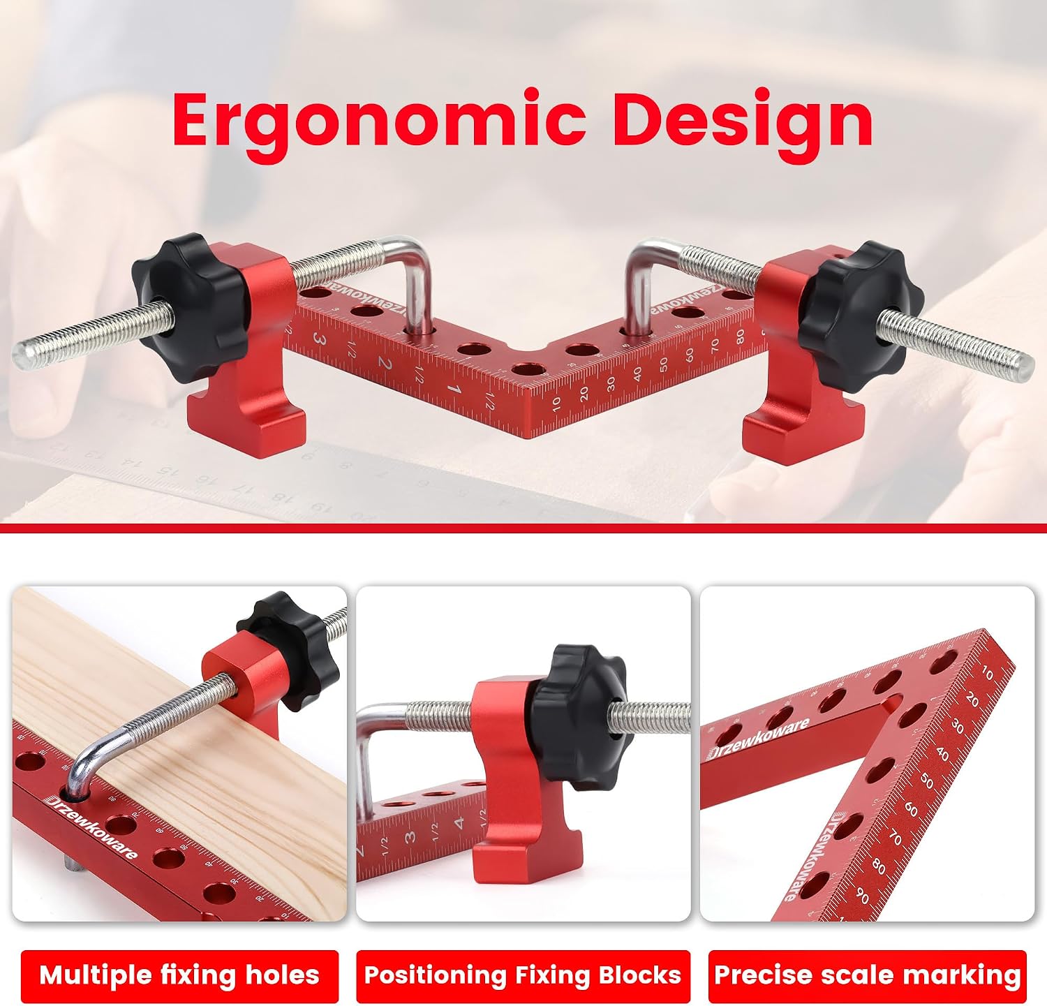 Corner Clamps for Woodworking Drzewkoware 90 Degree Square Clamps 4 Pack 5.5'x 5.5'Aluminum L Type Positioning Clamping Squares Carpenter Tools