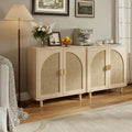 Rattan Cabinet, Sideboard with Magnetic Door Latch & Adjustable Shelf, Beige Boho Buffet for Living Room Entryway, 29.8' W x 15.7' D x 31.5' H (2Pc)