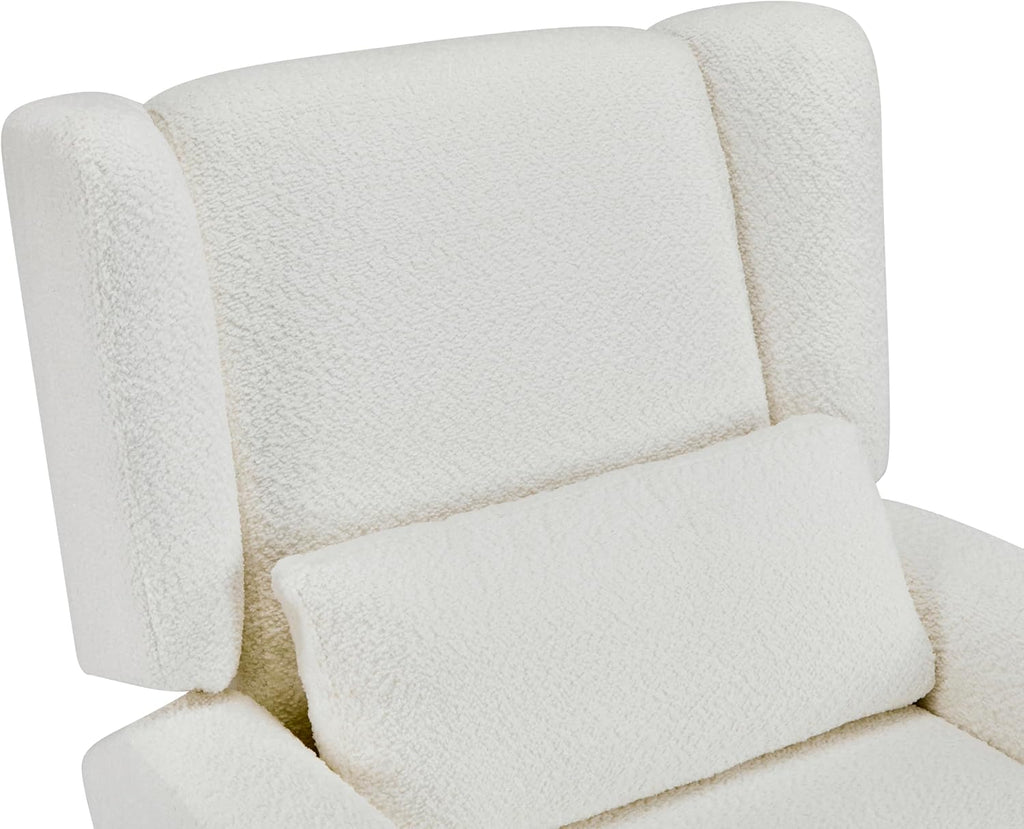 Christopher Knight Home Dolia Boucle Fabric Upholstered 360° Swivel Chair, Push-Back Power Recliner Chair, Iron Recliner Sofa with Rotation, Living Room Lounge Sofa, Adjustable Backrest, Beige+Gold
