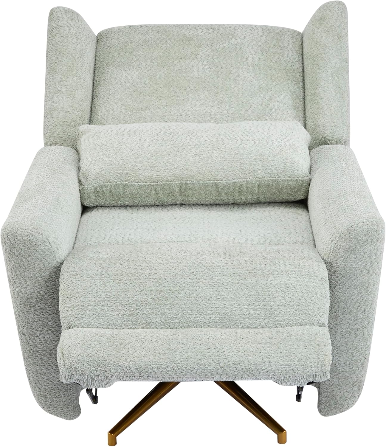 Christopher Knight Home Dolia Boucle Upholstered 360° Swivel Chair, Push-Back Power Recliner Chair, Iron Recliner Sofa with Rotation, Living Room Lounge Sofa, Adjustable Backrest, Gold+Light Green